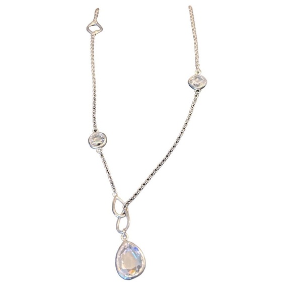 Teardrop Necklace with 2 smaller stones.  925 silver - Picture 3 of 6